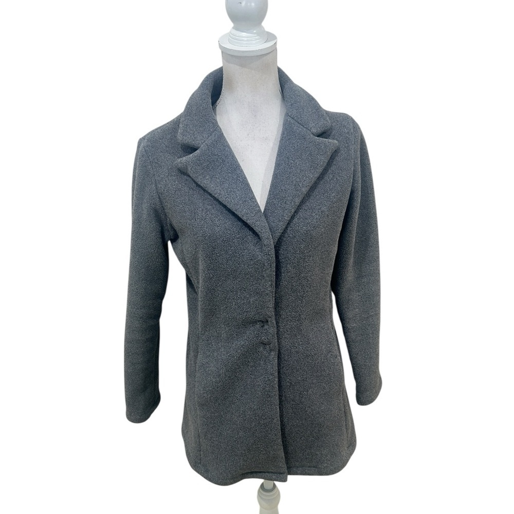 Dudley Stephens Gray fleece Pea Coat notched collar snap closure size medium